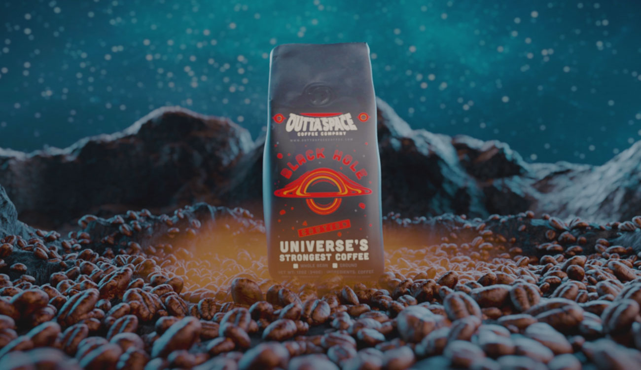 A whimsical yet high quality coffee brand focused on space, rockets and the universe